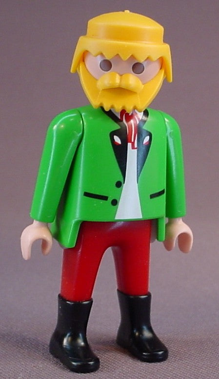 Playmobil Adult Male Dog Trainer Figure With Blond Hair & Beard, Green Jacket With Black Lapels