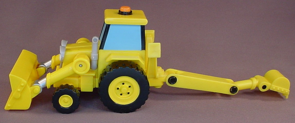 Bob The Builder 2001 Talking Scoop Backhoe Excavator Vehicle, The Front Bucket Lifts Up & Down, The Rear Bucket & Arm Extend Out, 8 Inches Long