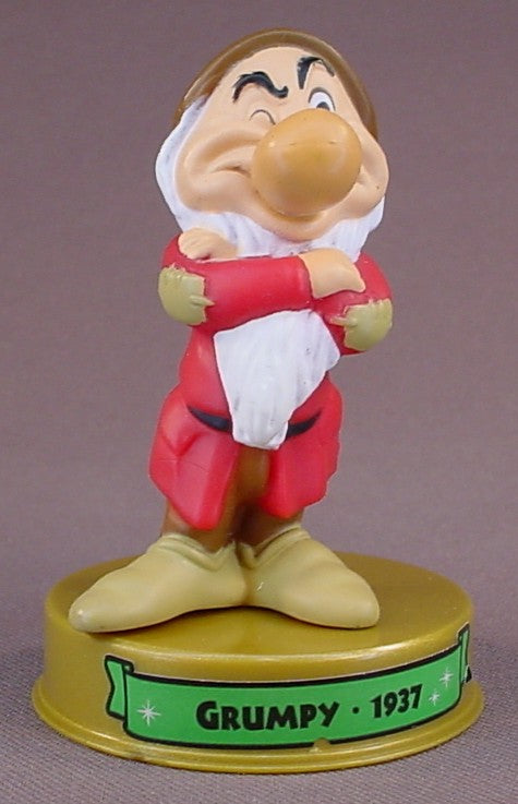 Disney 100 Years Of Magic Grumpy Dwarf PVC Figure On A Base, Walt Disney World, Snow White Movie