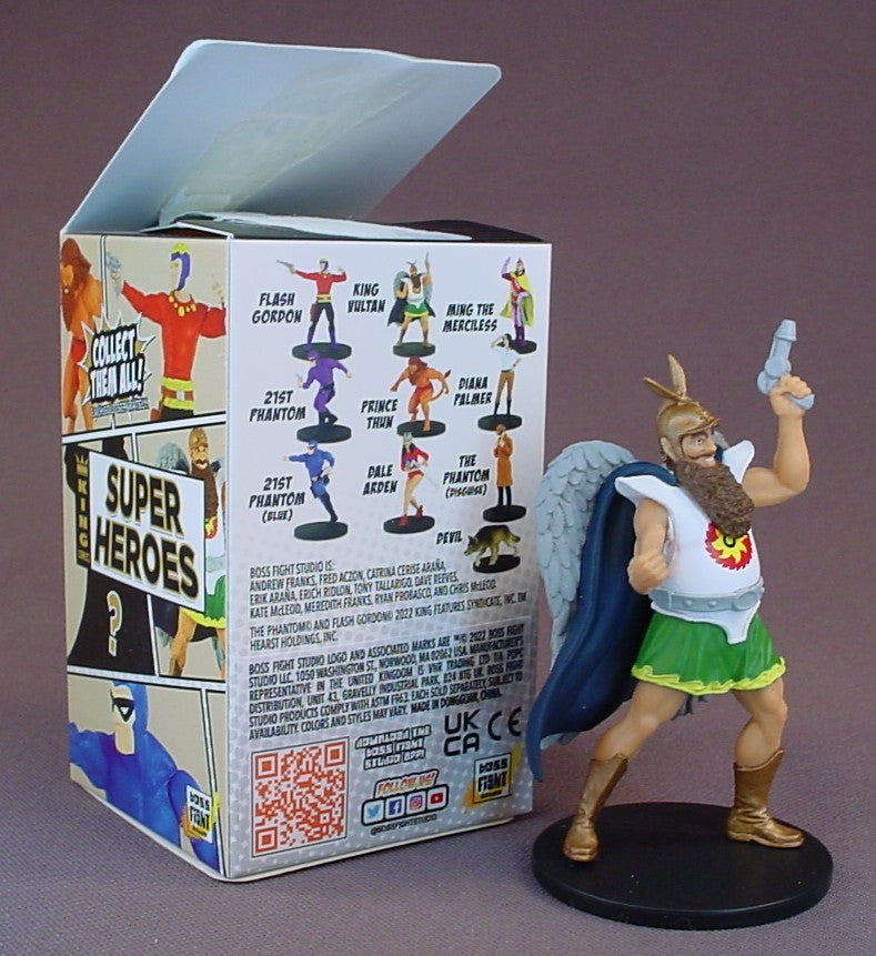 King Vultan PVC Figure With A Round Base And The Original Box, 3 1/2 Inches Tall, Flash Gordon Comics, From A King Comics Super Heroes Series, Boss Fight Studio