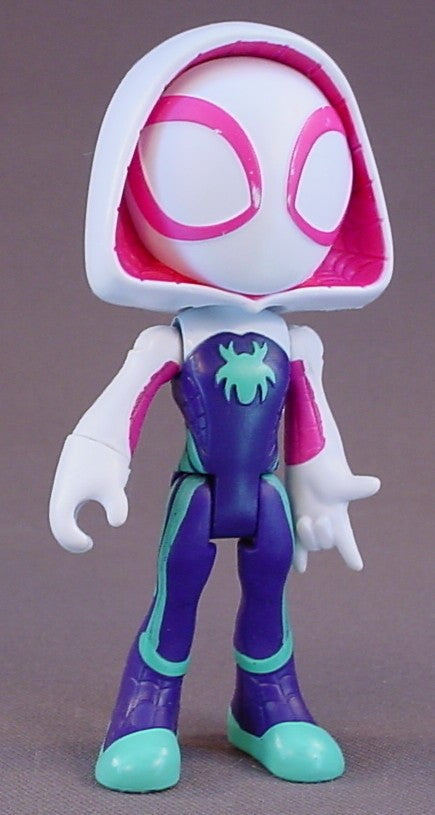 Marvel Ghost-Spider Action Figure, 4 Inches Tall, Gwen Stacy, Disney Junior's Spidey And His Amazing Friends Series, The Head Arms And Legs Move, Spider-Gwen, 2021 Hasbro