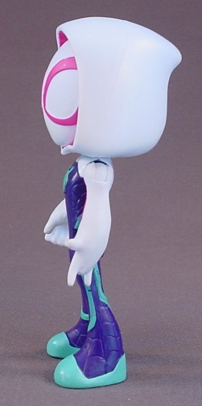 Marvel Ghost-Spider Action Figure, 4 Inches Tall, Gwen Stacy, Disney Junior's Spidey And His Amazing Friends Series, The Head Arms And Legs Move, Spider-Gwen, 2021 Hasbro