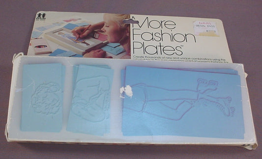 Vintage Tomy More Fashion Plates Set #2510 In The Original Box, Has The Original Plastic Tray With The Crayon & Holder, Has 15 Fashion Plates, 1978 Tomy
