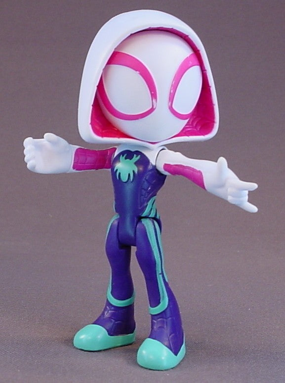 Marvel Ghost-Spider Action Figure, 4 Inches Tall, Gwen Stacy, Disney Junior's Spidey And His Amazing Friends Series, The Head Arms And Legs Move, Spider-Gwen, 2021 Hasbro