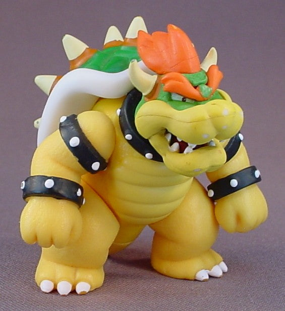 Super Mario Bros King Koopa Bowser Action Figure, 2 3/4 Inches Tall, Has Some Paint Rubs From Play Use, The Head Arms And Tail Move, World Of Nintendo, 2007 Jakks