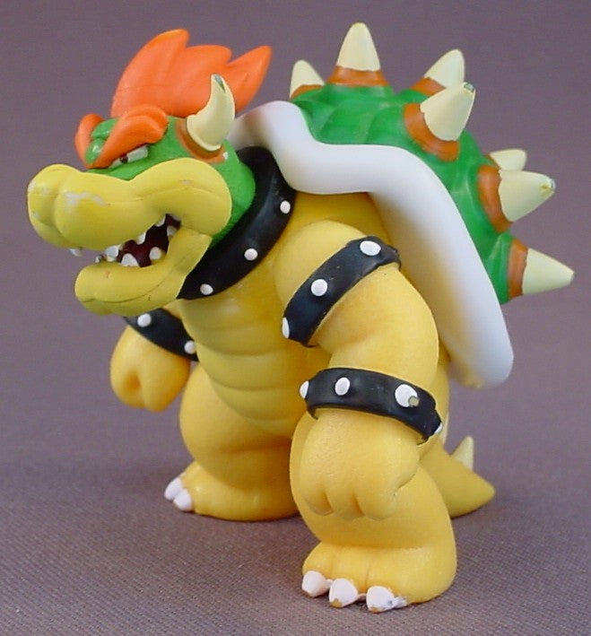 Super Mario Bros King Koopa Bowser Action Figure, 2 3/4 Inches Tall, Has Some Paint Rubs From Play Use, The Head Arms And Tail Move, World Of Nintendo, 2007 Jakks