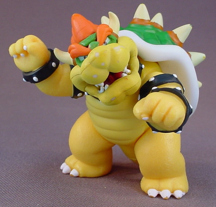 Super Mario Bros King Koopa Bowser Action Figure, 2 3/4 Inches Tall, Has Some Paint Rubs From Play Use, The Head Arms And Tail Move, World Of Nintendo, 2007 Jakks