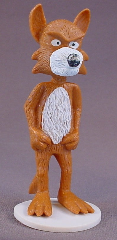 Beto The Wolf Figure On A White Base, 3 1/2 Inches Tall, From The Animated Series La Granja De Zenon, Has Some Paint Rubs On His Nose, Lobo Beto, Leader Entertainment