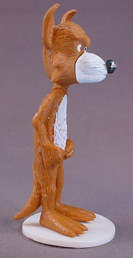Beto The Wolf Figure On A White Base, 3 1/2 Inches Tall, From The Animated Series La Granja De Zenon, Has Some Paint Rubs On His Nose, Lobo Beto, Leader Entertainment