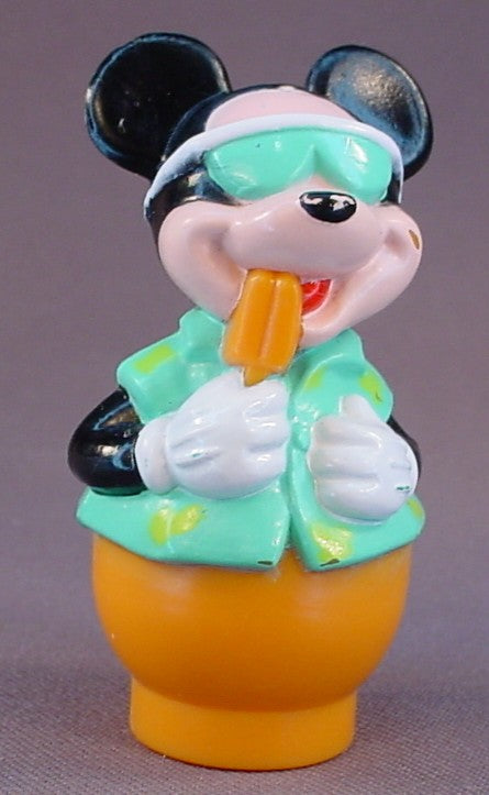 Disney Mickey Mouse With A Popsicle And Sunglasses PVC Figure, 3 Inches Tall, Eating An Ice Cream Bar, Arco Playset Little People, Figurine