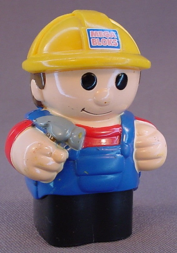 Mega Bloks First Builders Construction Worker Wearing A Hard Hat And Holding A Hammer, 3 Inches Tall