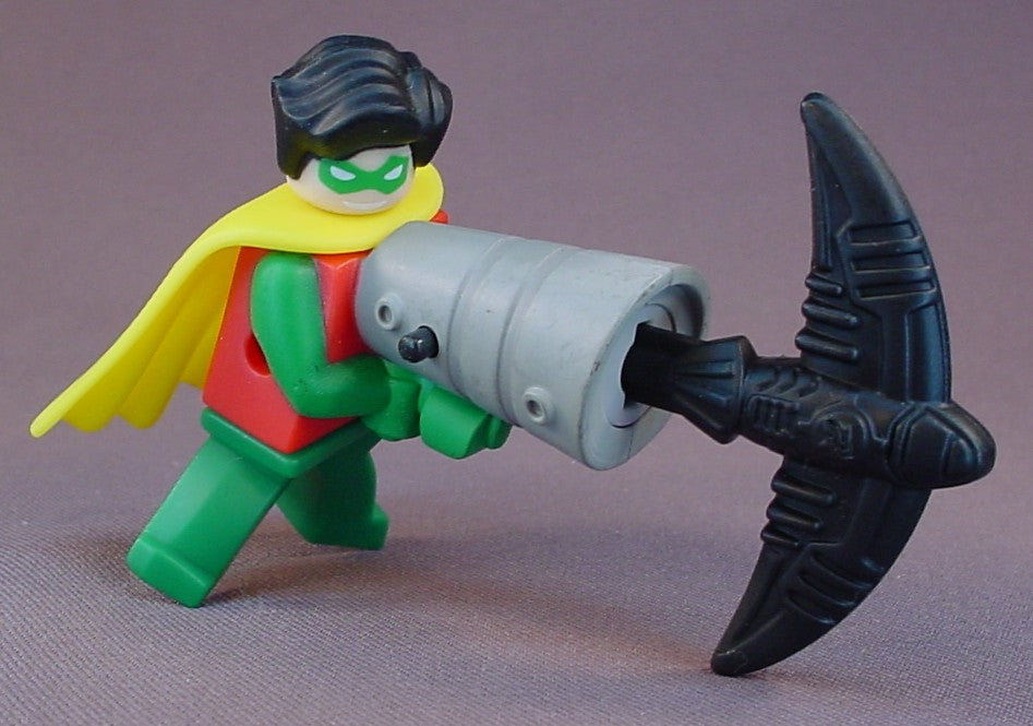 Batman Lego Robin With A Batarang Grappling Hook Launcher Figure Toy, 2 3/4 Inches Tall, Fires The Batarang By Pushing The Button The Side Of The Launcher, 2008 McDonalds