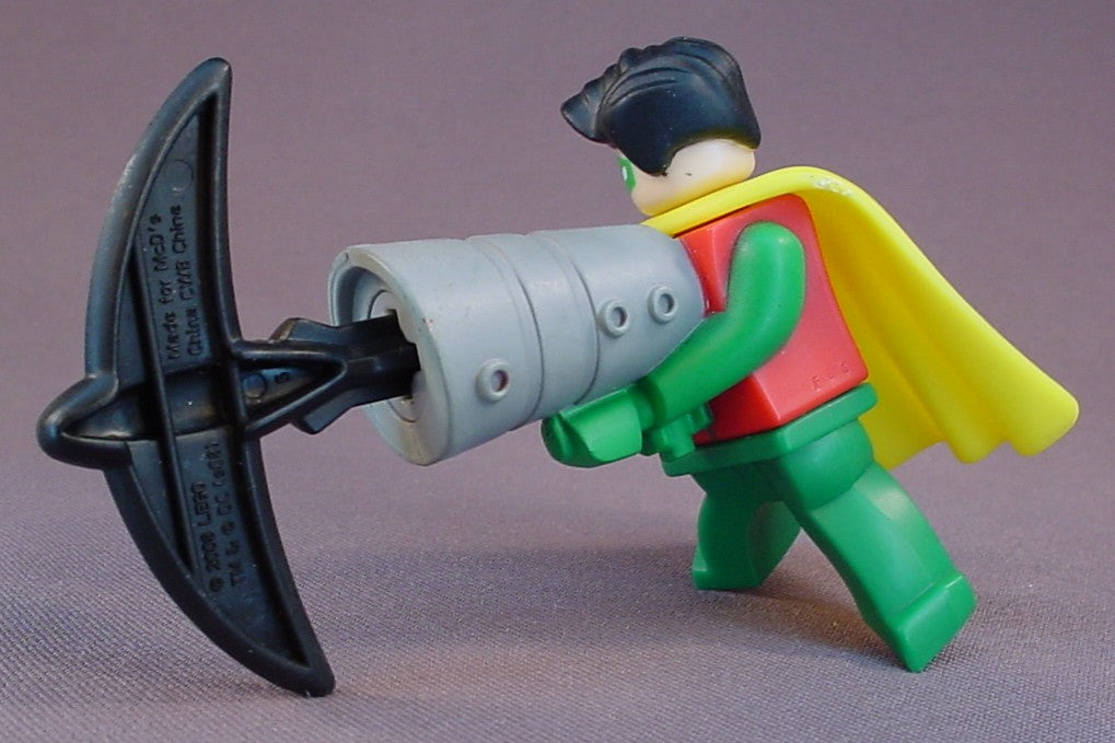 Batman Lego Robin With A Batarang Grappling Hook Launcher Figure Toy, 2 3/4 Inches Tall, Fires The Batarang By Pushing The Button The Side Of The Launcher, 2008 McDonalds