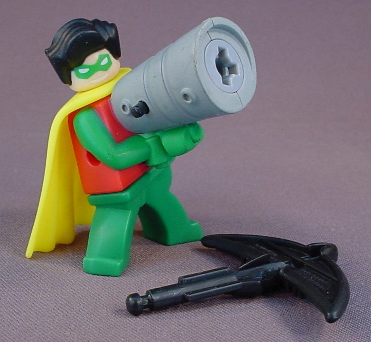 Batman Lego Robin With A Batarang Grappling Hook Launcher Figure Toy, 2 3/4 Inches Tall, Fires The Batarang By Pushing The Button The Side Of The Launcher, 2008 McDonalds