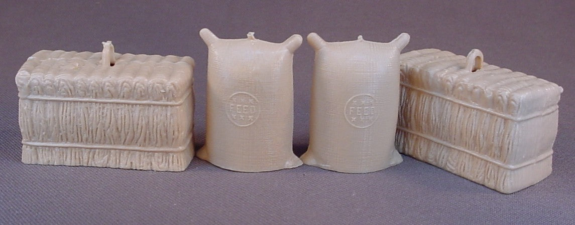 Marx Vintage Farm Animals In Tan And White, 46 Pieces, 1960's Louis Marx & Co.