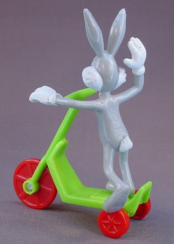 Looney Tunes Complete Set Of 4 Vehicles And PVC Figures, 1989 McDonalds, Wile E Coyote And Roadrunner On A Hand Pump Railway Truck, Daffy Duck In A Car, Bugs Bunny On A Scooter, Sylvester And Tweety In An Airplane