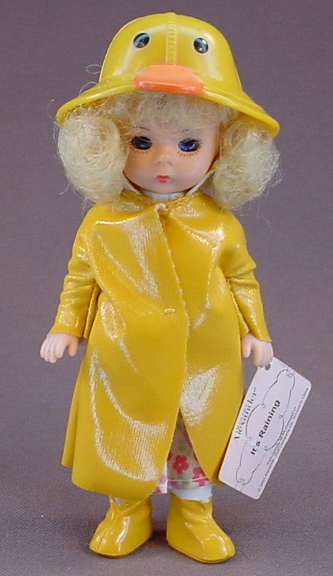 Madame Alexander It's Raining Doll With The Paper Tag, Wearing A Yellow Raincoat & Ducky Hat, 5 Inches Tall, 2003 McDonalds