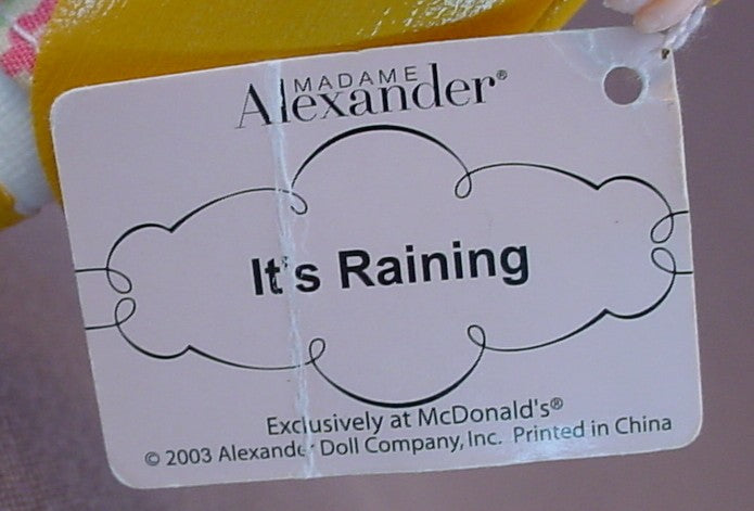Madame Alexander It's Raining Doll With The Paper Tag, Wearing A Yellow Raincoat & Ducky Hat, 5 Inches Tall, 2003 McDonalds