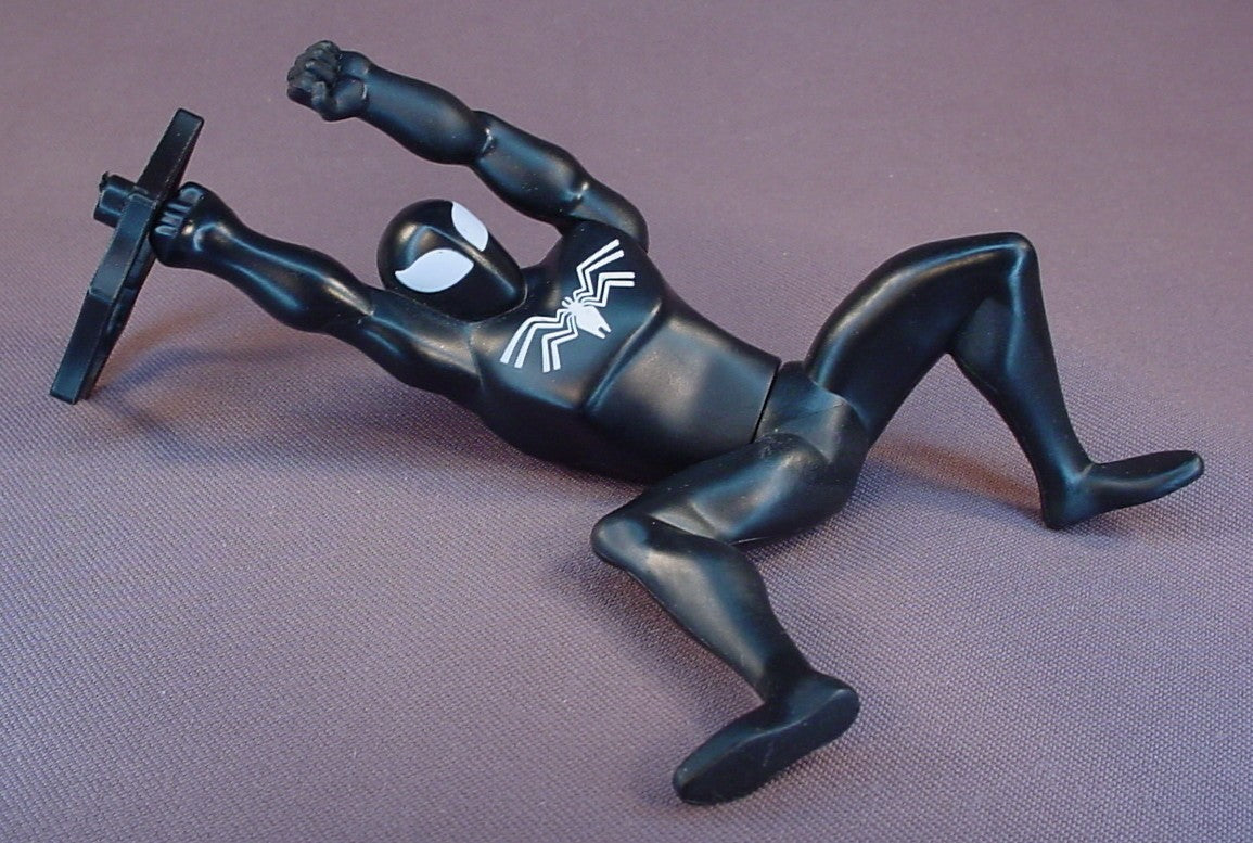Spider-Man Spectacular Animated Spiderman Web Swinging Spider-Man Figure Toy, 5 Inches Tall, Has A Pull String That Rewinds, Has A Web Loop, Dark Spider-Man, 2009 McDonalds