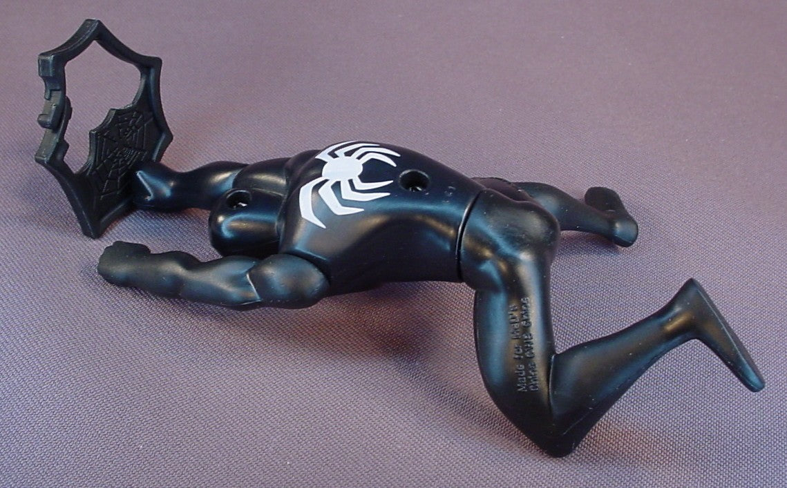 Spider-Man Spectacular Animated Spiderman Web Swinging Spider-Man Figure Toy, 5 Inches Tall, Has A Pull String That Rewinds, Has A Web Loop, Dark Spider-Man, 2009 McDonalds