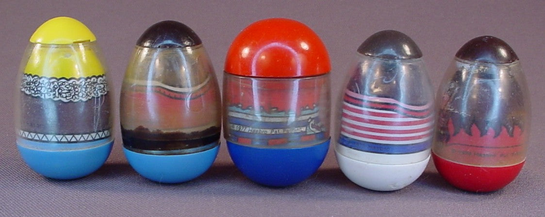 Weebles Lot Of 5 Vintage Figures, All Have Some Wear Or Flaws, One Has A Crack And One Has Had A Little Water In It At One Time, 1970's Hasbro