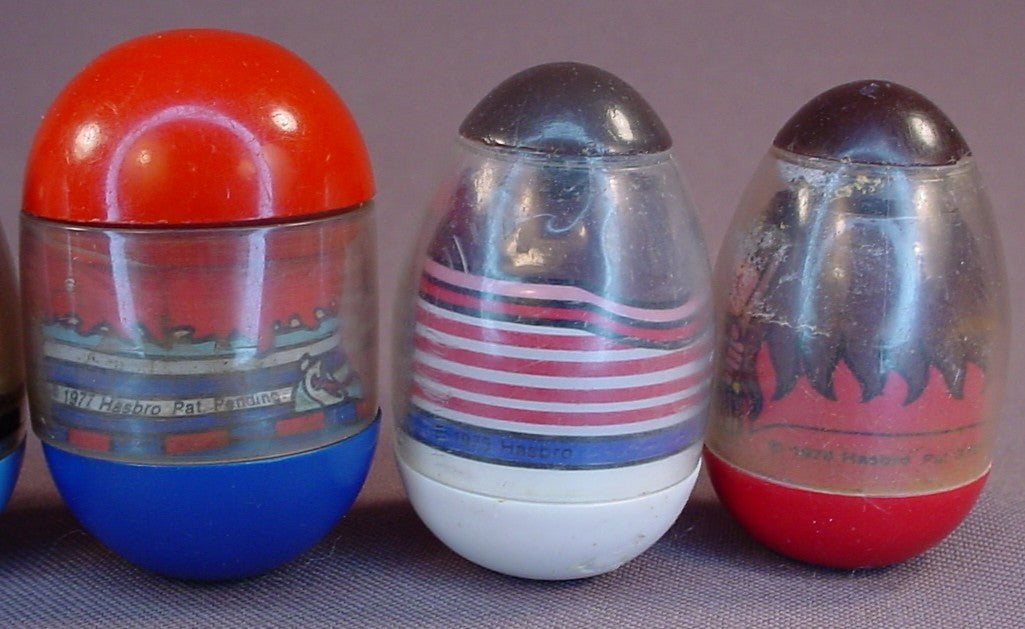 Weebles Lot Of 5 Vintage Figures, All Have Some Wear Or Flaws, One Has A Crack And One Has Had A Little Water In It At One Time, 1970's Hasbro