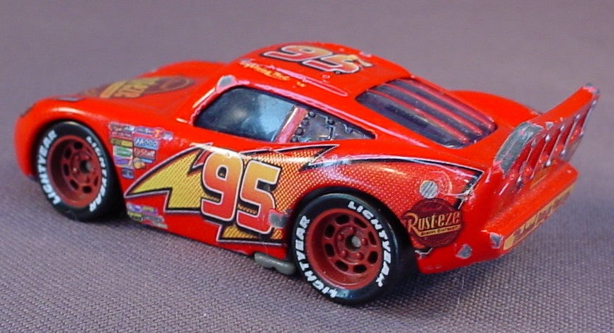 Disney Pixar Cars Movie Lot Of 2 Diecast Metal Lightning McQueen Cars, Both Roll Straight, Both Have Some Paint Wear From Play Use, 3 Inches Long