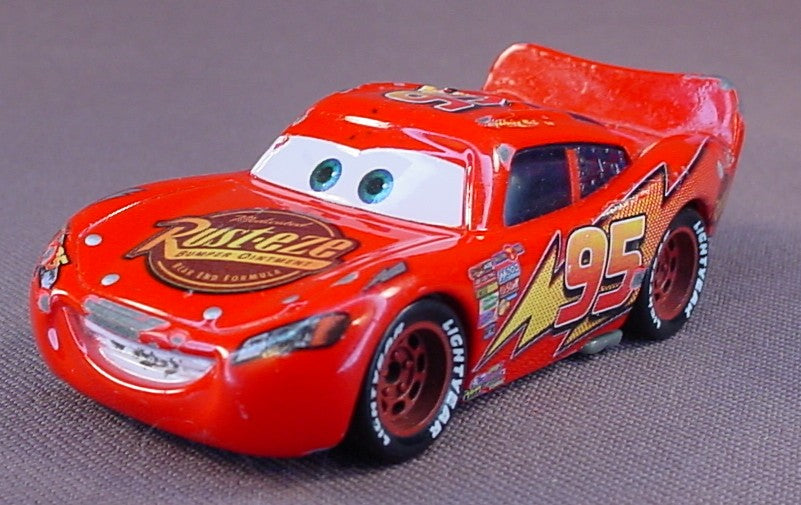 Disney Pixar Cars Movie Lot Of 2 Diecast Metal Lightning McQueen Cars, Both Roll Straight, Both Have Some Paint Wear From Play Use, 3 Inches Long