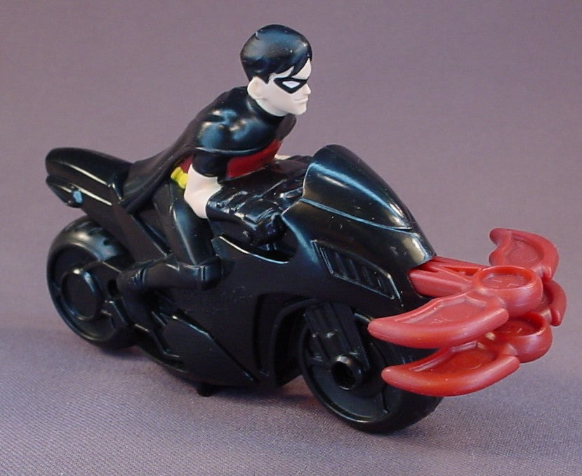 Batman The Brave And The Bold Robin Riding A Batcycle Toy, 5 Inches Long, Fires 2 Batarang Missiles When Rolled, Bat Cycle, 2010 McDonalds