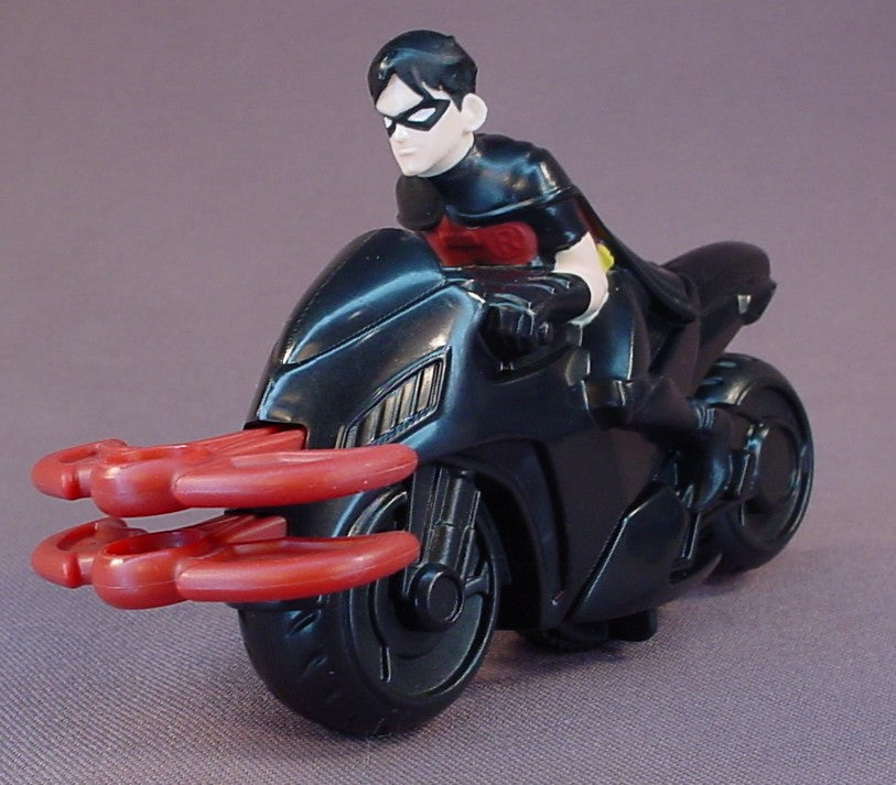 Batman The Brave And The Bold Robin Riding A Batcycle Toy, 5 Inches Long, Fires 2 Batarang Missiles When Rolled, Bat Cycle, 2010 McDonalds