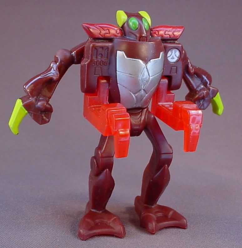Bakugan Mechtanium Surge Braxion Action Figure Toy, 3 7/8 Inches Tall, The Semi Transparent Red Arms Lock In Place And Snap Down When The Button Is Pressed, The Arms Move, Swivels At The Waist, 2011 McDonalds, Spin Master, Spinmaster