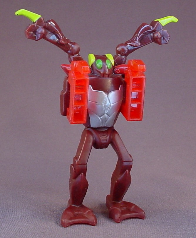 Bakugan Mechtanium Surge Braxion Action Figure Toy, 3 7/8 Inches Tall, The Semi Transparent Red Arms Lock In Place And Snap Down When The Button Is Pressed, The Arms Move, Swivels At The Waist, 2011 McDonalds, Spin Master, Spinmaster
