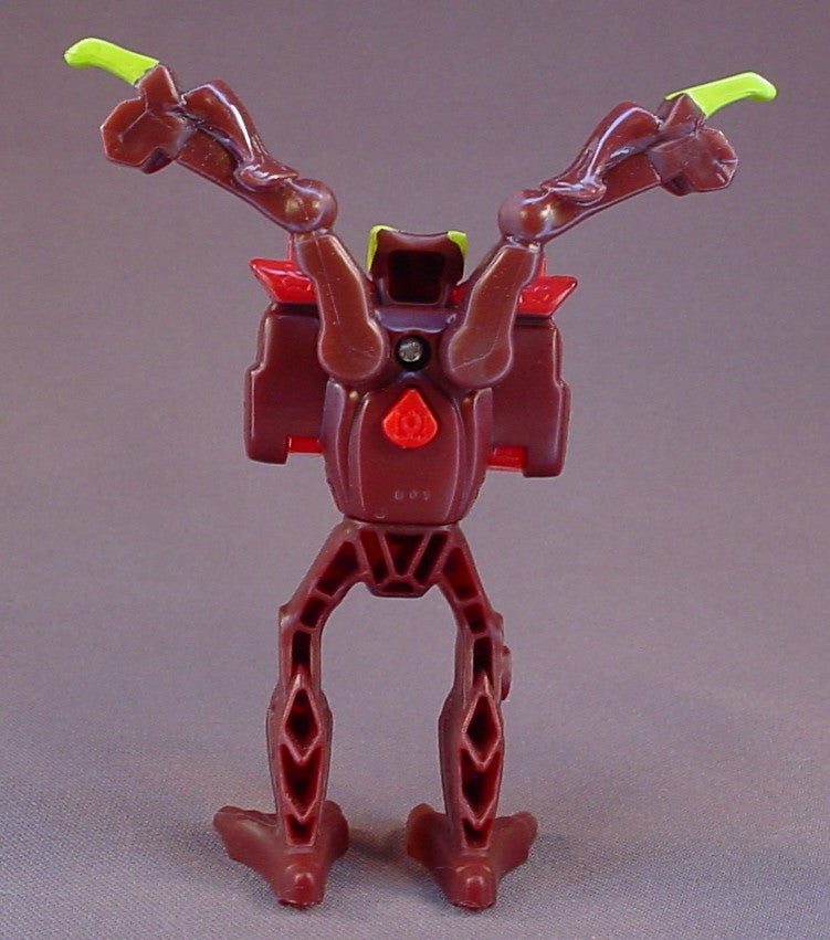 Bakugan Mechtanium Surge Braxion Action Figure Toy, 3 7/8 Inches Tall, The Semi Transparent Red Arms Lock In Place And Snap Down When The Button Is Pressed, The Arms Move, Swivels At The Waist, 2011 McDonalds, Spin Master, Spinmaster
