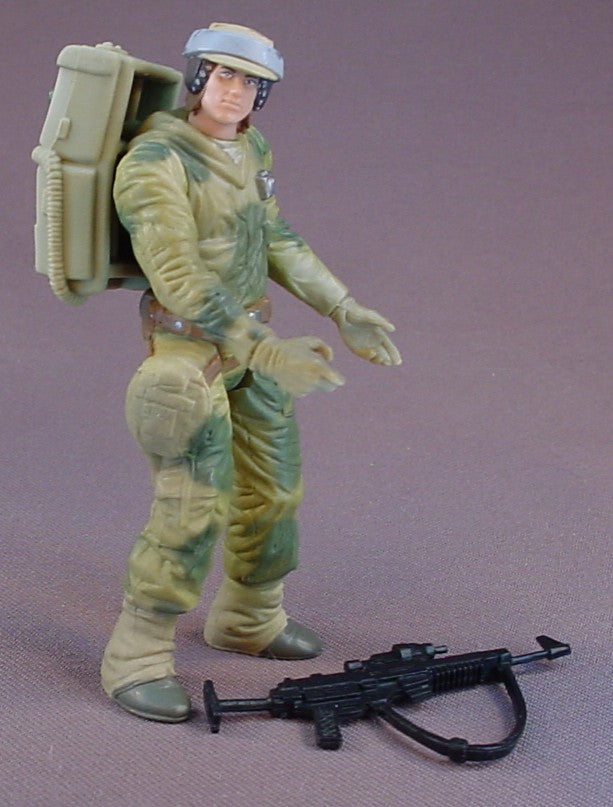 Star Wars Endor Rebel Soldier Action Figure With The Backpack And Blaster Rifle Accessories, 1997 Kenner, LFL, The Power Of The Force, Endor Rebel Commando Or Trooper, 3 3/4 Inches Tall, Star Wars Toy