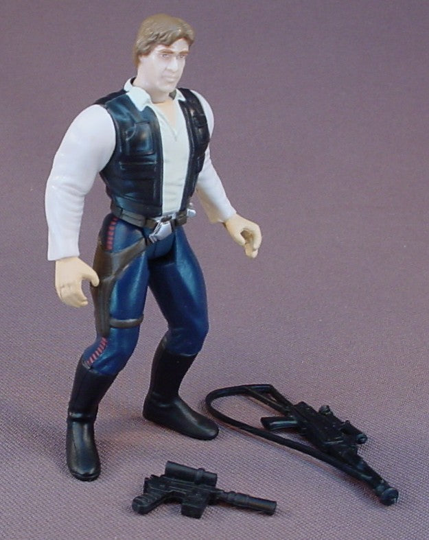 Star Wars Han Solo Action Figure With The Blaster Pistol And Rifle Accessories, 1997 Kenner, LFL, The Power Of The Force, A New Hope, 3 3/4 Inches Tall, Star Wars Toy