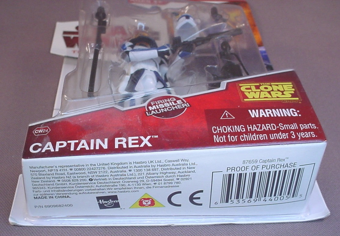 Star Wars The Clone Wars Captain Rex Action Figure In The Original Sealed Package, With Firing Missile Launcher, 2009 Hasbro, #87659, CW24