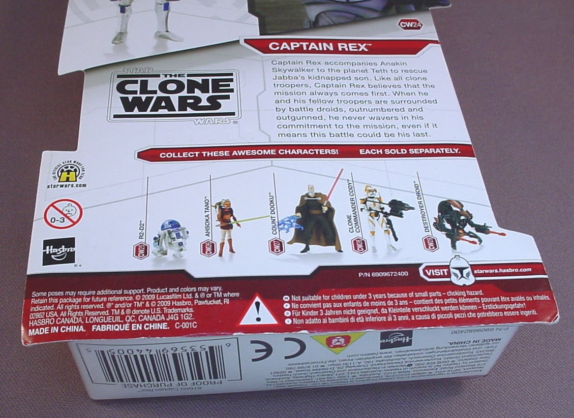 Star Wars The Clone Wars Captain Rex Action Figure In The Original Sealed Package, With Firing Missile Launcher, 2009 Hasbro, #87659, CW24