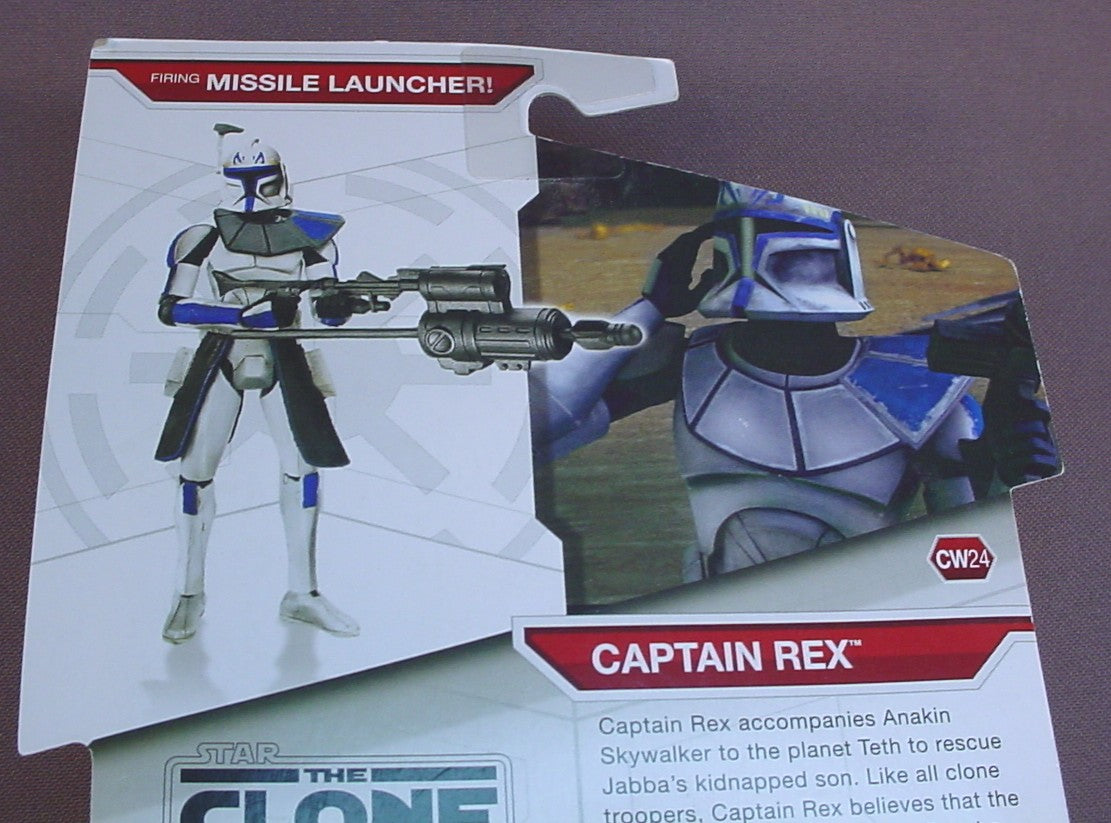Star Wars The Clone Wars Captain Rex Action Figure In The Original Sealed Package, With Firing Missile Launcher, 2009 Hasbro, #87659, CW24