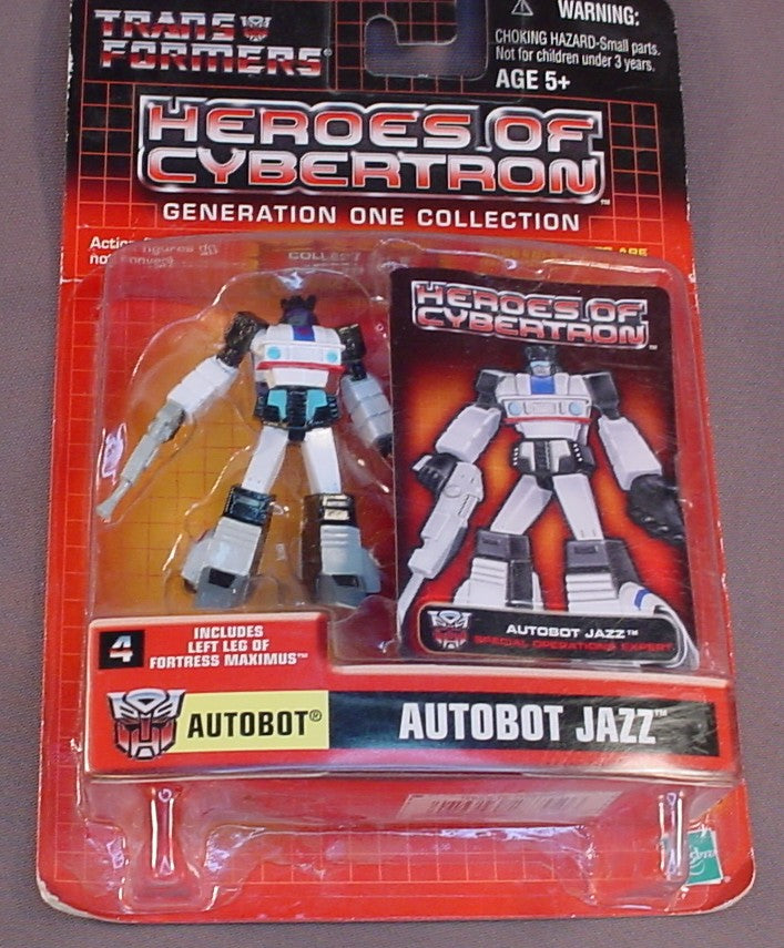 Transformers Heroes Of Cybertron Autobot Jazz Figure In The Original Sealed Package, Generation One Collection, 2001 Hasbro, #4 With The Left Leg Of Fortress Maximus