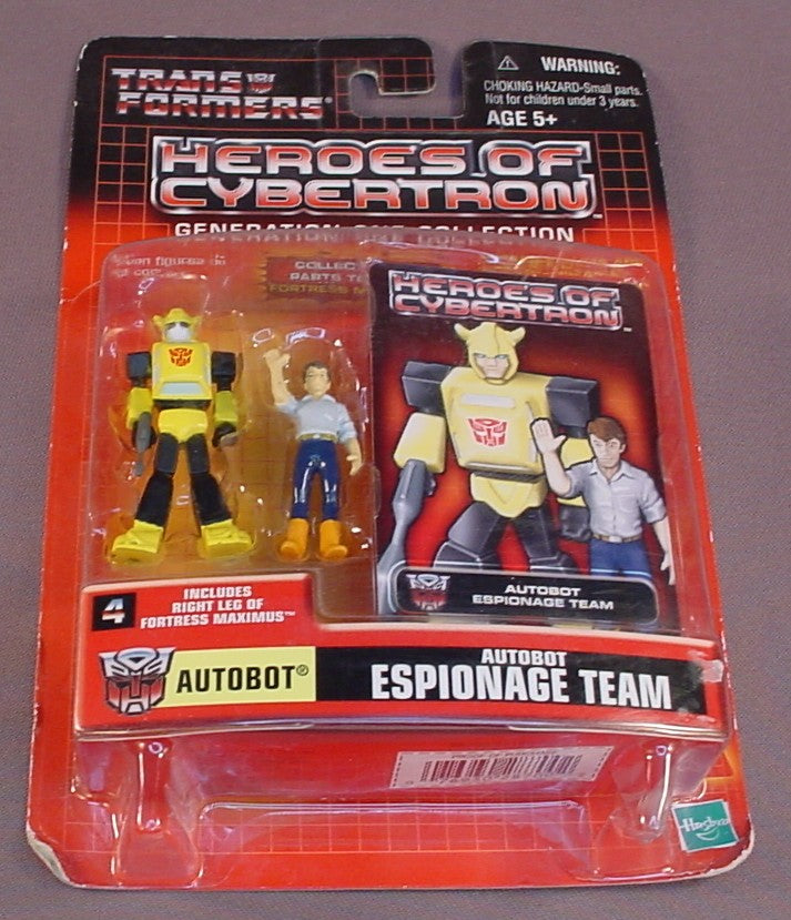 Transformers Heroes Of Cybertron Autobot Espionage Team Figures In The Original Sealed Package, Generation One Collection, 2001 Hasbro, With The Right Leg Of Fortress Maximus