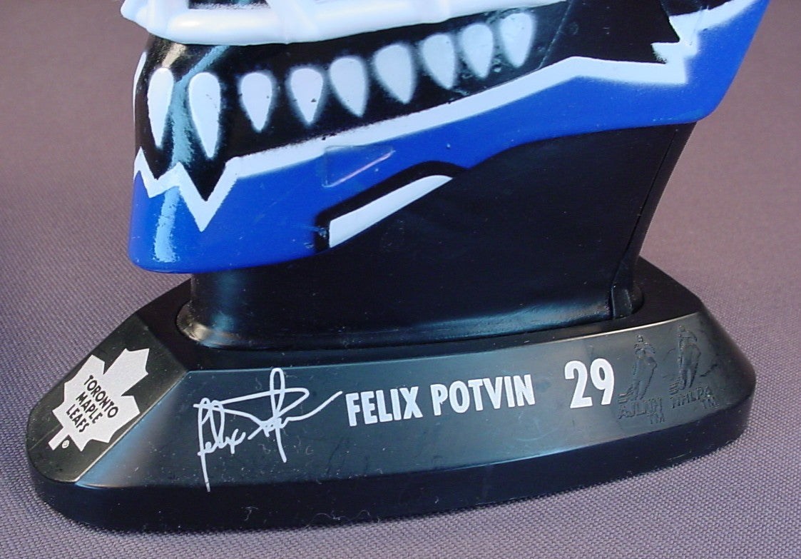 NHL Felix Potvin #29 Goalie Mask And Helmet On A Base, 1996 McDonalds, Toronto Maple Leafs, 5 Inches Tall, National Hockey League