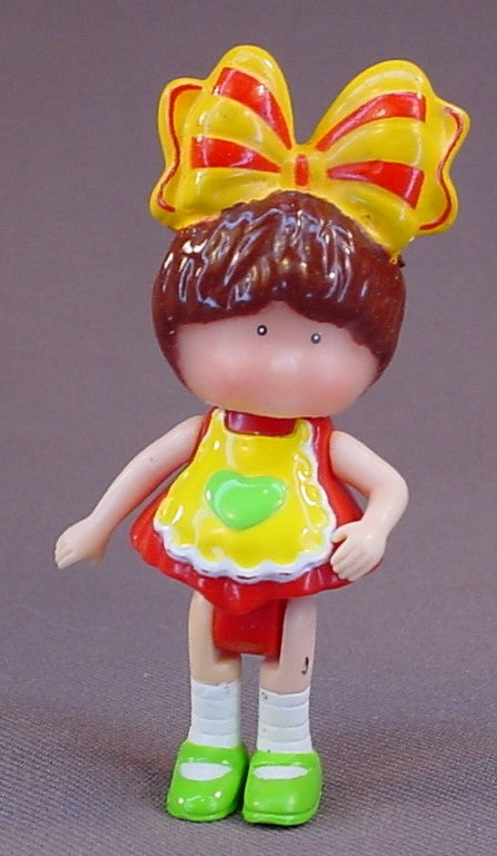 Silverlit Bonnie Doll With A Yellow And Red Bow, Green Shoes, Green Heart, The Legs And Arms Move, The Head Swivels, 3 Inches Tall, Bonnie Big Bow, Vintage Early 1990's, Silverlit Toys