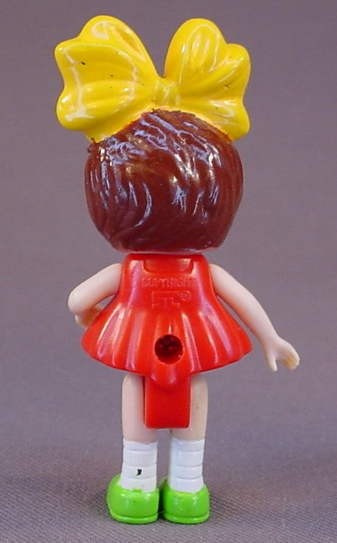 Silverlit Bonnie Doll With A Yellow And Red Bow, Green Shoes, Green Heart, The Legs And Arms Move, The Head Swivels, 3 Inches Tall, Bonnie Big Bow, Vintage Early 1990's, Silverlit Toys