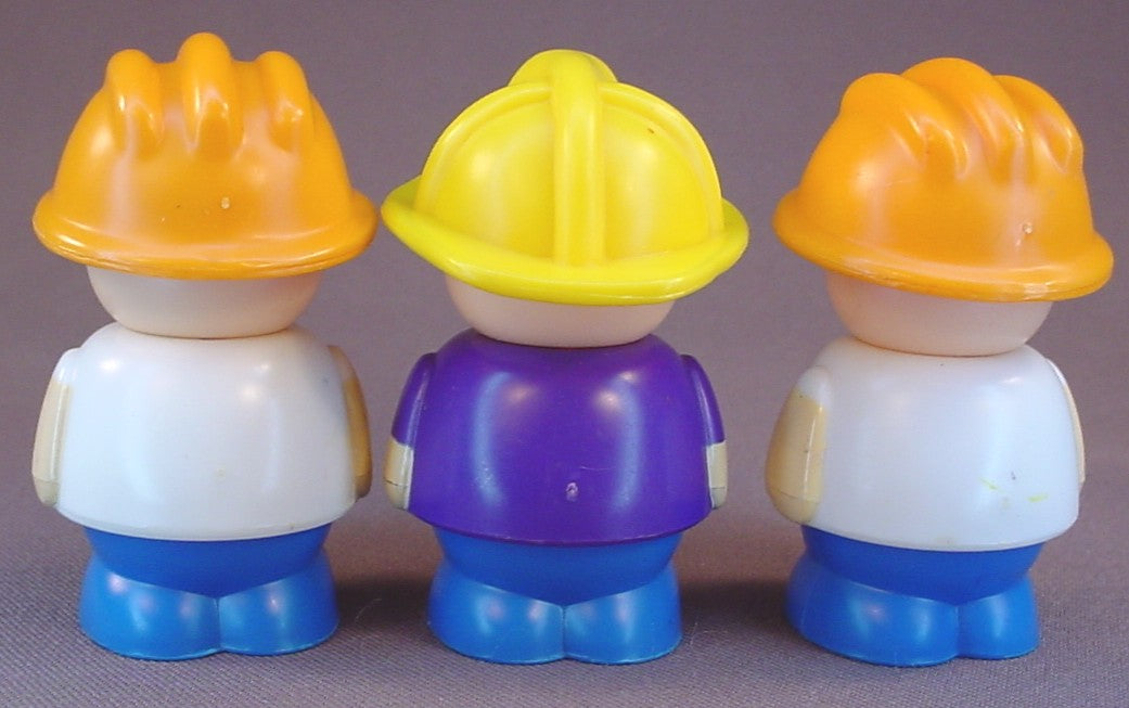 Shelcore Chunky People Lot Of 3 Little People Toy Figures, 2 Construction Workers And A Fireman, 2 3/4 Inches Tall