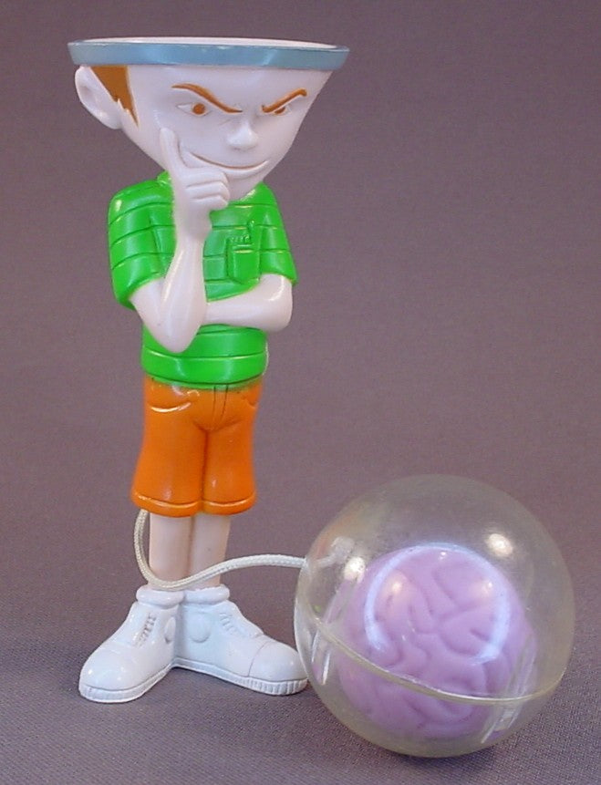 The Tick TV Series Charles The Brain Child Cup And Ball Toy Figure, Flip The Brain Into His Head, 6 Inches Tall, Applause, 1996 Taco Bell