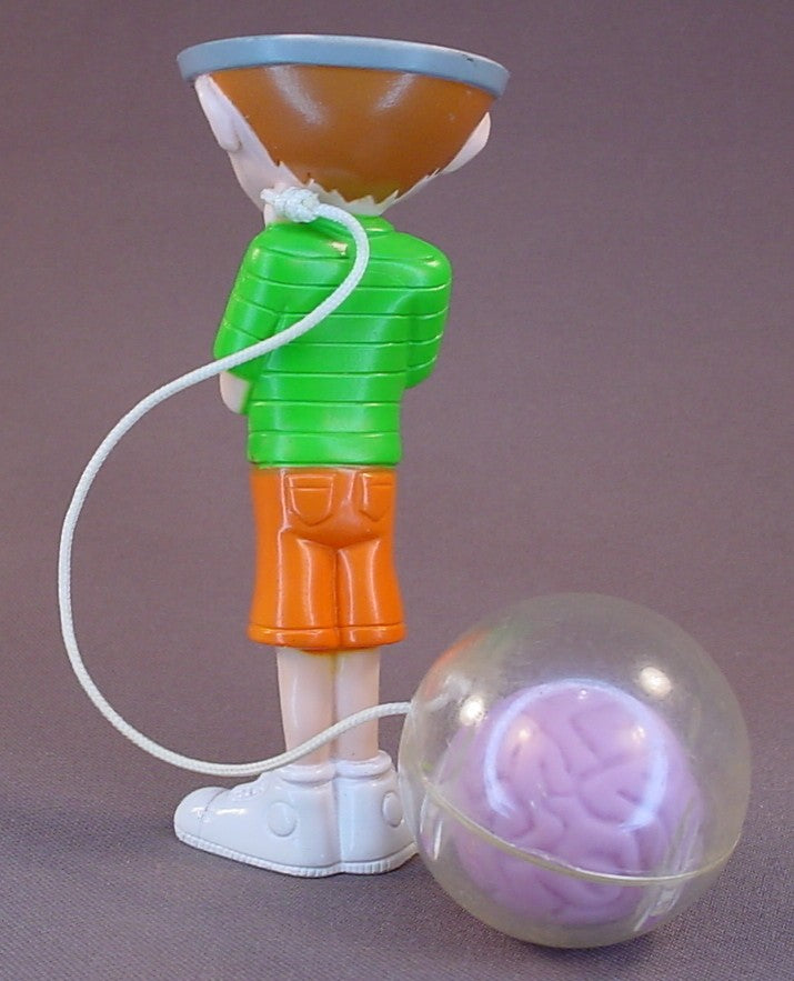 The Tick TV Series Charles The Brain Child Cup And Ball Toy Figure, Flip The Brain Into His Head, 6 Inches Tall, Applause, 1996 Taco Bell