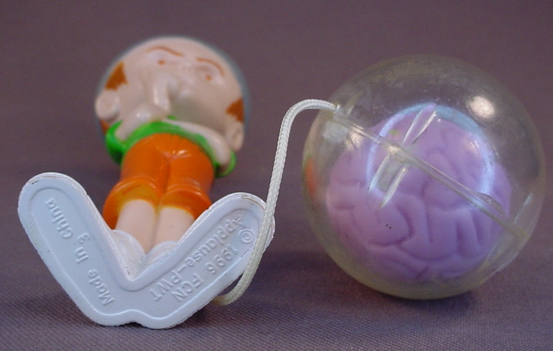The Tick TV Series Charles The Brain Child Cup And Ball Toy Figure, Flip The Brain Into His Head, 6 Inches Tall, Applause, 1996 Taco Bell