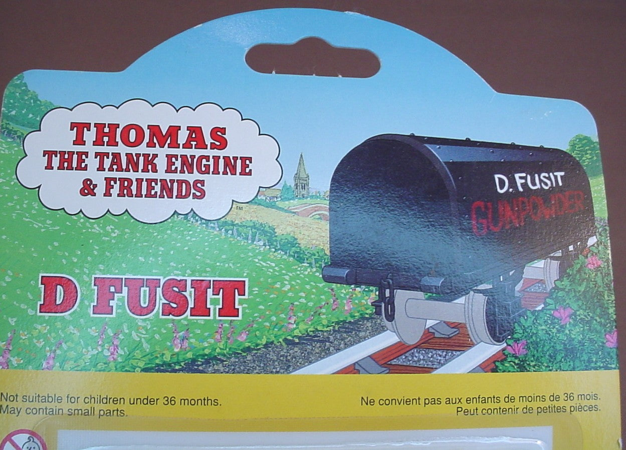 Thomas The Tank Engine And Friends D Fusit Gunpowder Cars In The Original Sealed Package, 1993 Ertl, #59, #4029, About 3 Inches Long, Vintage