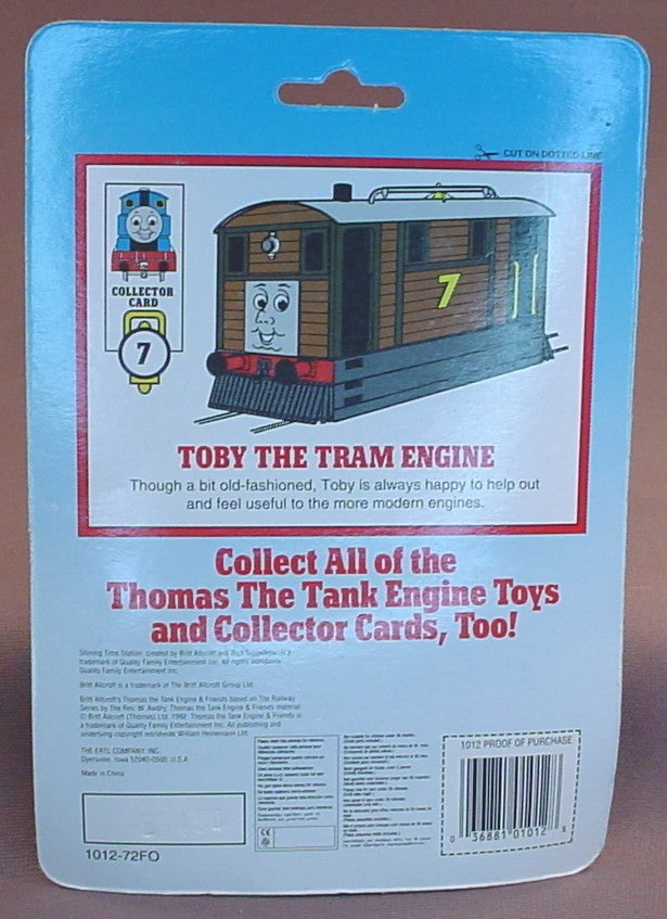 Thomas The Tank Engine Toby The Train Engine In The Original Sealed Package, Shining Time Station, Die-Cast Metal, 1992 Ertl, 1012-72FO, About 3 1/4 Inches Long, Vintage