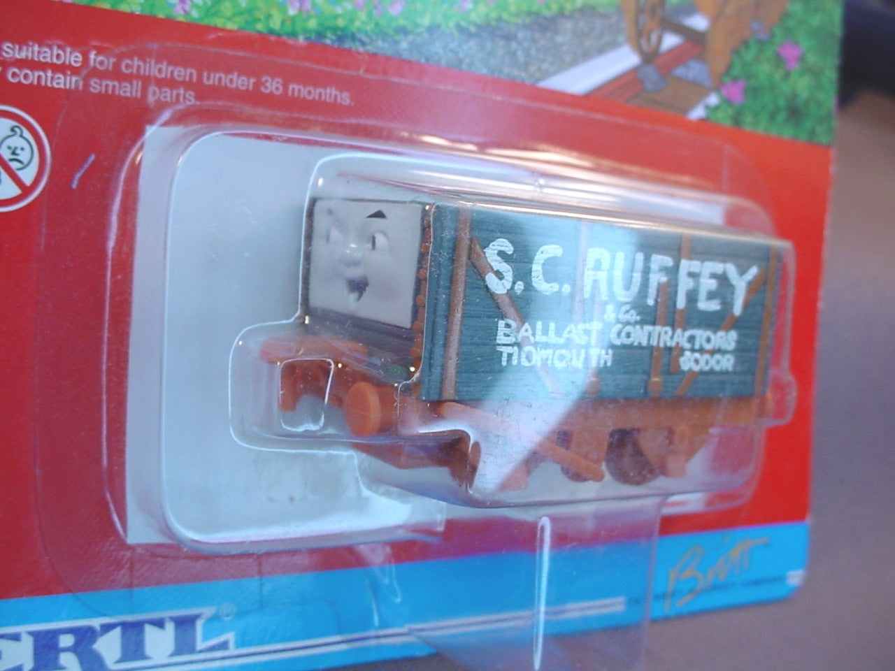 Thomas The Tank Engine And Friends S.C. Ruffey Car In The Original Sealed Package, 1998 Ertl, #52, 4975-7HFI,  About 2 1/2 Inches Long, Vintage, S. S. Ruffey & Co., Ballast Construction